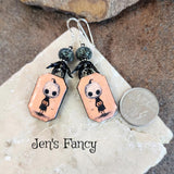 Pumpkin Head Porcelain Art Earrings Sterling Silver, Unique Fall Autumn Jewelry
