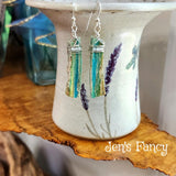 Natural Blue Opal Long Gemstone Earrings Sterling Silver Wire Wrapped Unique Jewelry