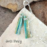 Natural Blue Opal Long Gemstone Earrings Sterling Silver Wire Wrapped Unique Jewelry