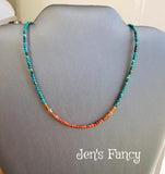 Chrysocolla Gemstone Necklace Sterling Silver with Moroccan Red Agate & Hessonite Garnet
