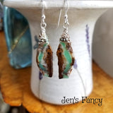 Chrysoprase Long Gemstone Earrings Sterling Silver Wire Wrapped