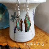 Chrysoprase Long Gemstone Earrings Sterling Silver Wire Wrapped