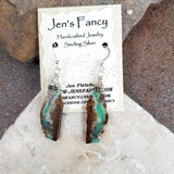 Chrysoprase Long Gemstone Earrings Sterling Silver Wire Wrapped