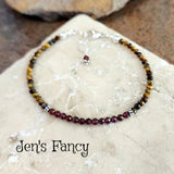 Tiger Eye & Garnet Gemstone Bracelet Sterling Silver