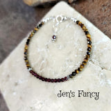 Tiger Eye & Garnet Gemstone Bracelet Sterling Silver