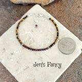Tiger Eye & Garnet Gemstone Bracelet Sterling Silver