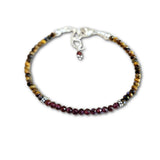 Tiger Eye & Garnet Gemstone Bracelet Sterling Silver