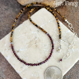 Garnet & Tigers Eye Gemstone Necklace Sterling Silver