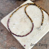 Garnet & Tigers Eye Gemstone Necklace Sterling Silver