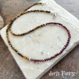 Garnet & Tigers Eye Gemstone Necklace Sterling Silver