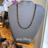 Garnet & Tigers Eye Gemstone Necklace Sterling Silver