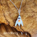 Ghost Candy Corn Necklace Glow in the Dark Sterling Silver