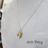 Labradorite & Tourmaline Necklace Gold Filled Wire Wrapped
