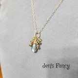 Labradorite & Tourmaline Necklace Gold Filled Wire Wrapped