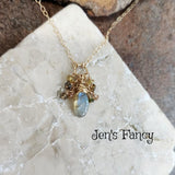 Labradorite & Tourmaline Necklace Gold Filled Wire Wrapped