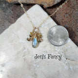 Labradorite & Tourmaline Necklace Gold Filled Wire Wrapped