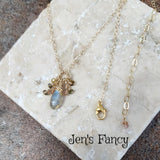 Labradorite & Tourmaline Necklace Gold Filled Wire Wrapped