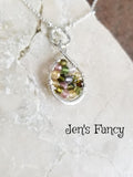 Tourmaline Necklace Sterling Silver Wire Wrapped Infinity Pendant