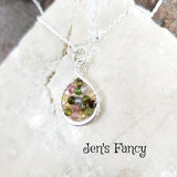 Tourmaline Necklace Sterling Silver Wire Wrapped Infinity Pendant