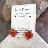 Czech Heart Earrings Sterling Silver & Brass