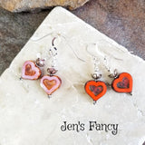 Czech Heart Earrings Sterling Silver & Brass