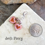 Czech Heart Earrings Sterling Silver & Brass