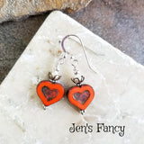 Czech Heart Earrings Sterling Silver & Brass