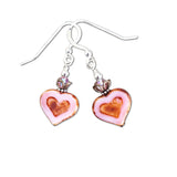 Czech Heart Earrings Sterling Silver & Brass
