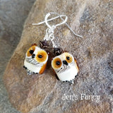 Owl Earrings - Owl Jewelry - Art Glass & Garnet Sterling Silver Earrings - Owl Gift for Her