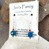 Apatite & Red Agate Earrings Bali Sterling Silver, Handcrafted Natural Gemstone Jewelry, Jen's Fancy, Gift for Her, Blue Gemstone Earrings