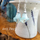 Calla Lily Earrings Art Glass & Moonstone Natural Gemstone