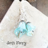 Calla Lily Earrings Art Glass & Moonstone Natural Gemstone