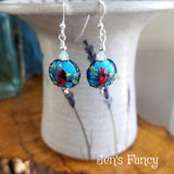 Cardinal Art Glass Earrings Sterling Silver