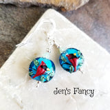 Cardinal Art Glass Earrings Sterling Silver