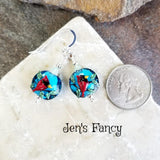 Cardinal Art Glass Earrings Sterling Silver