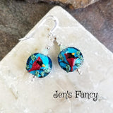 Cardinal Art Glass Earrings Sterling Silver