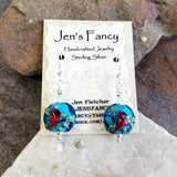 Cardinal Art Glass Earrings Sterling Silver