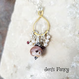 Skull Pearl Cluster Necklace Sterling Silver