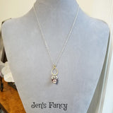 Skull Pearl Cluster Necklace Sterling Silver
