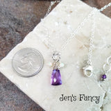 Amethyst Briolette Necklace with Opal Drops Sterling Silver