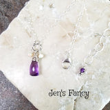 Amethyst Briolette Necklace with Opal Drops Sterling Silver