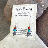 Dragon Skin Turquoise Earrings Bali Sterling Silver with Fossil Coral