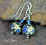 Beach Starfish Art Glass Earrings Sterling Silver