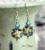Beach Starfish Art Glass Earrings Sterling Silver