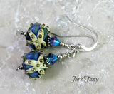 Beach Starfish Art Glass Earrings Sterling Silver