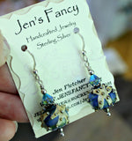 Beach Starfish Art Glass Earrings Sterling Silver