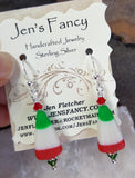 Christmas Candy Earrings Sterling Silver, Unique Handcrafted Christmas Jewelry
