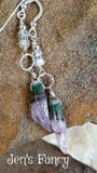 Amethyst Druzy Earrings with Moonstone Sterling Silver