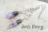 Amethyst Druzy Earrings with Moonstone Sterling Silver
