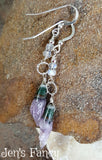 Amethyst Druzy Earrings with Moonstone Sterling Silver